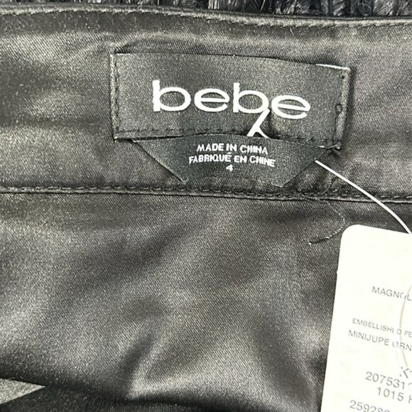 bebe Black Feather Mini Skirt Size 4 - Picture 4 of 7